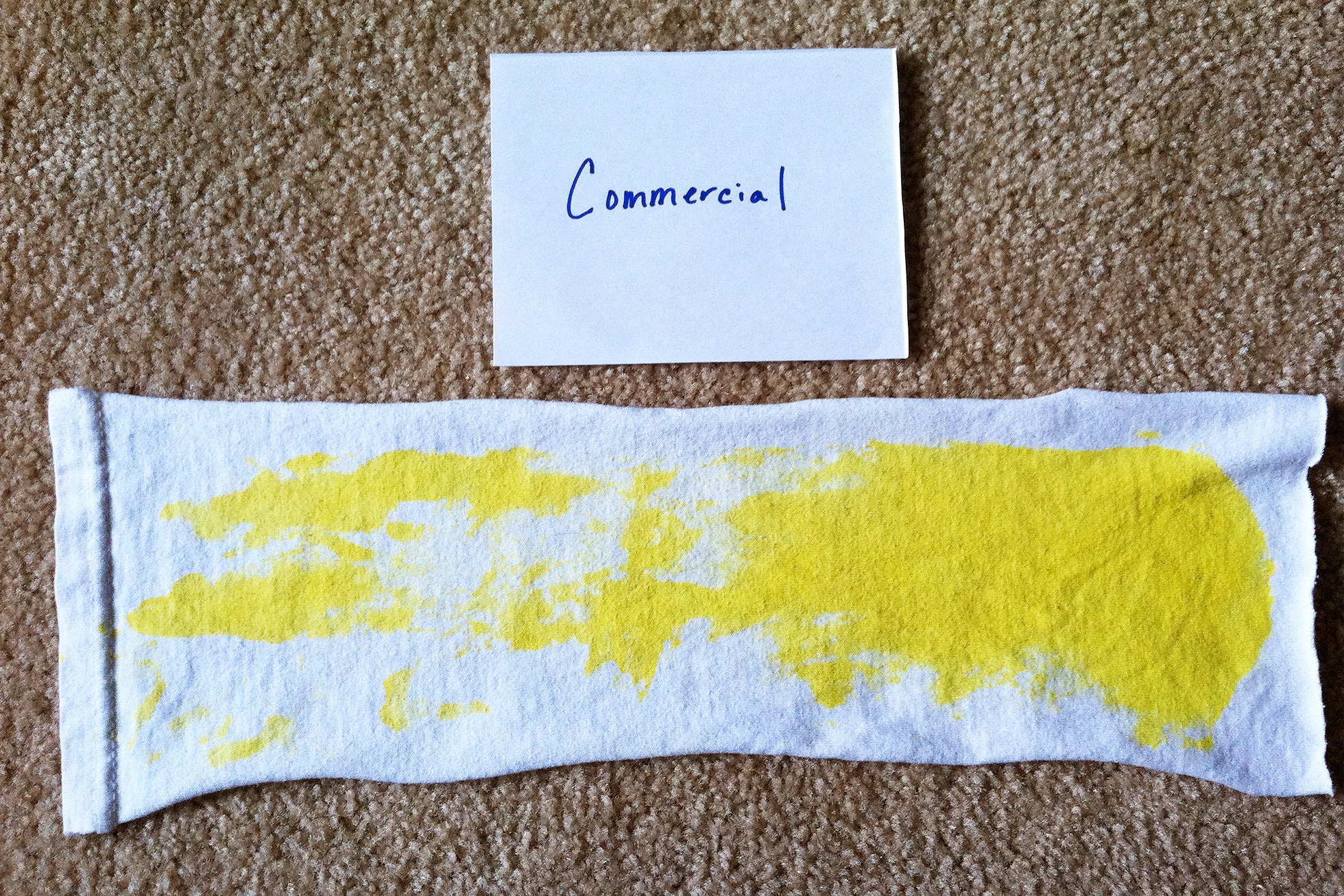 Test strip after washing with commercial laundry detergent